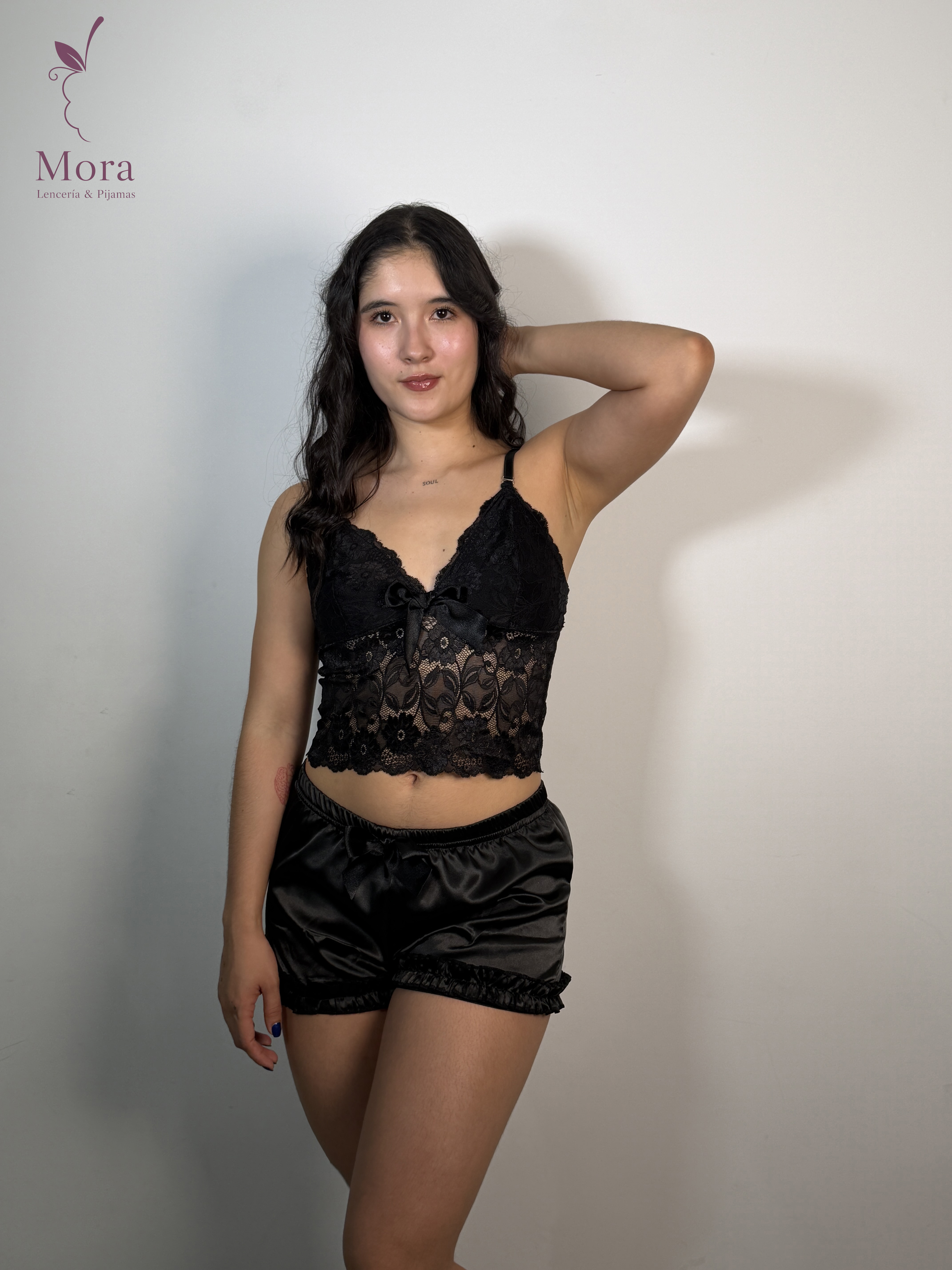 PIJAMA SHORT NEGRA